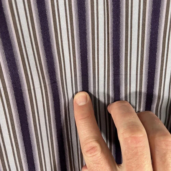 Tommy Bahama Dress Shirt Men's Medium Purple Striped 100% Silk Button Up - Picture 12 of 13